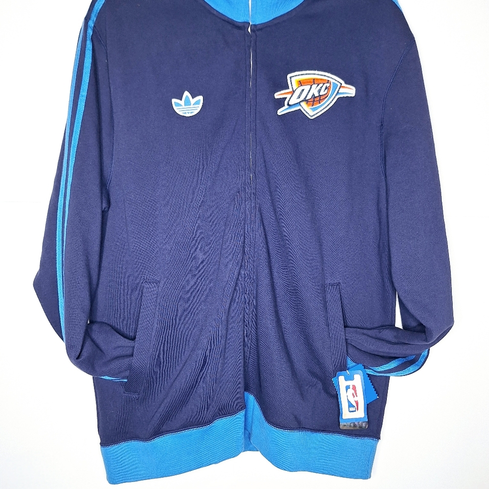 NWT Y2K Adidas brand "Track The Thunder" Oklahoma Thunder track suit jacket.